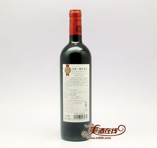 法国卡斯特拉图&middot;博蓝酒庄酒（750ml）酒瓶背面