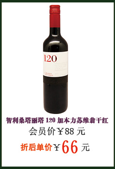 智利桑塔丽塔120加本力苏维翁干红葡萄酒750ML